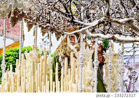 Image of Our Lady of the Olive Trees during Holy Week in Alcala de Guadaira, Seville, Andalusia Image of Our Lady of the Olive Trees during Holy Week in Alcala de Guadaira, Seville, Andalusia 133272317