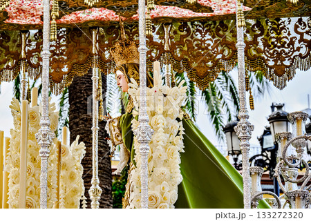 Image of Our Lady of the Olive Trees during Holy Week in Alcala de Guadaira, Seville, Andalusia Image of Our Lady of the Olive Trees during Holy Week in Alcala de Guadaira, Seville, Andalusia 133272320