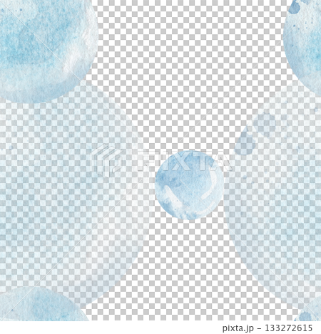 Seamless pattern of Abstract watercolor round background in soft blue tones. Water droplet. Hand drawn texture with smooth gradients and organic shapes 133272615