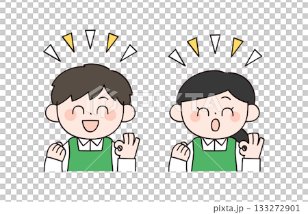 OKするスーパーの店員イメージの男女イラスト 133272901