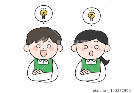 閃くスーパーの店員イメージの男女イラスト 133272909