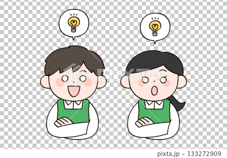 閃くスーパーの店員イメージの男女イラスト 133272909