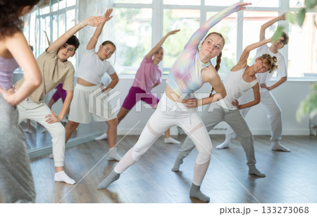 Group of children warming up before dance class 133273068