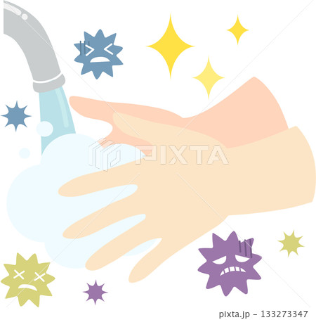 手洗いでばい菌を洗い流す 手洗いでばい菌を洗い流す 133273347