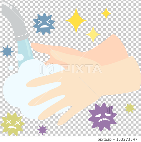 手洗いでばい菌を洗い流す 手洗いでばい菌を洗い流す 133273347