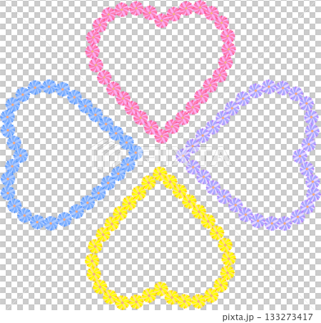 非常適合製作留言卡片和裝飾品！美麗的愛心花朵圖案，四種顏色可選（粉紅色、黃色、紫色和藍色）。 133273417