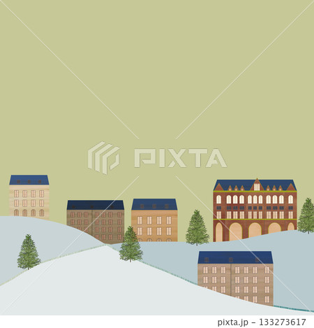 外国の街並み_黄灰背景_正方形 133273617