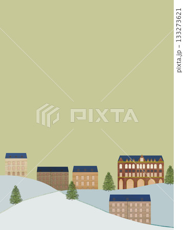 外国の街並み_黄灰背景_縦 133273621