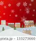 クリスマス外国の街並み_赤雪背景_正方形 133273660