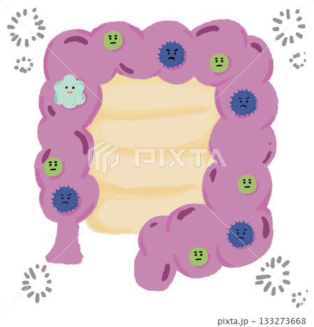 悪玉菌が沢山いる腸内のイラスト 133273668