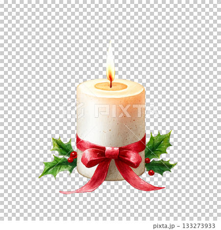 透明背景上的點燃的聖誕蠟燭插圖（png） 133273933