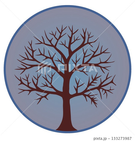 円形背景のついた冬の木のイラスト 円形背景のついた冬の木のイラスト 133273987