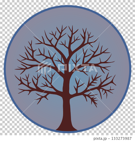 円形背景のついた冬の木のイラスト 円形背景のついた冬の木のイラスト 133273987
