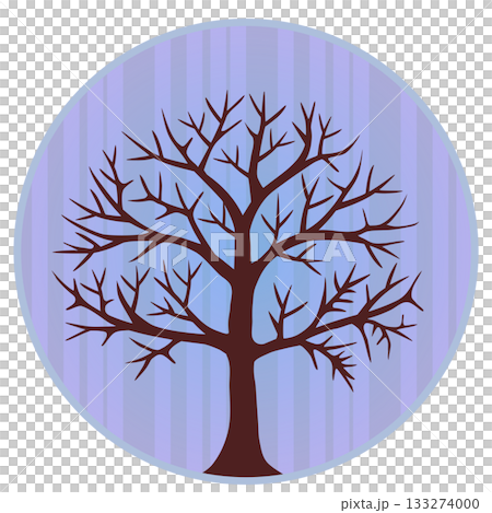 一幅以圓形為背景的冬日樹木插圖 133274000