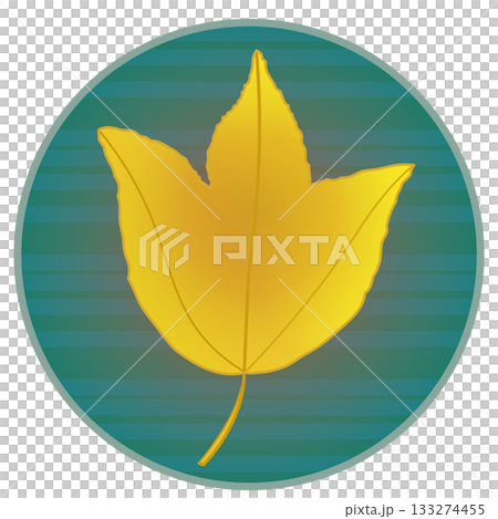 Illustration of a yellow maple tree with a circular background 133274455
