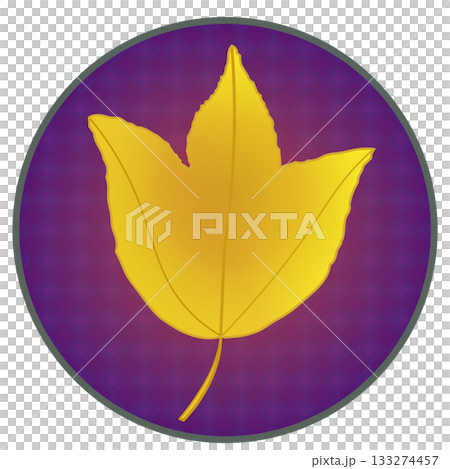 Illustration of a yellow maple tree with a circular background 133274457
