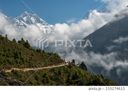 Beautiful landscape during trekking in Sagarmatha national park of Nepal.  133274613