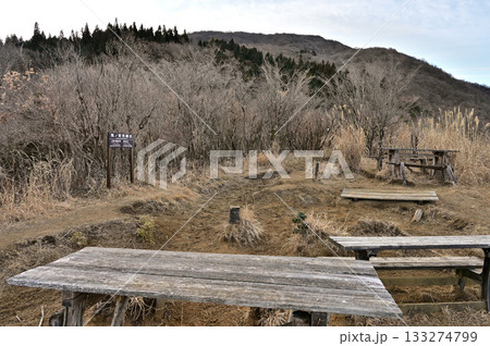 愛鷹山塊の越前岳　ベンチの並ぶ馬ノ背見晴台 133274799