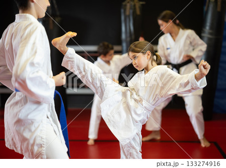 Karate training for children in the gym Karate training for children in the gym 133274916
