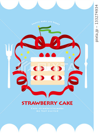 誕生日のお祝いいちごケーキをリボンでお飾り付け 133274934
