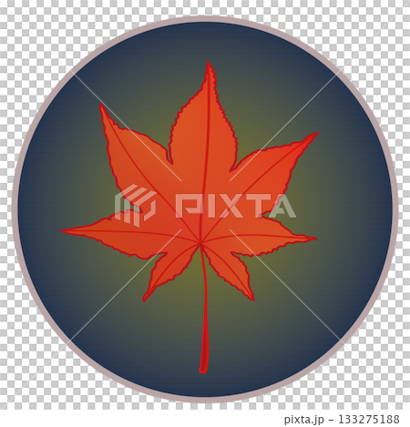 秋季楓葉插圖，背景為圓形 133275188
