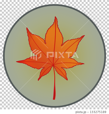 秋季楓葉插圖，背景為圓形 133275189