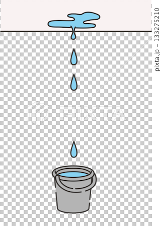 天井の雨漏りをバケツで対処するイラスト 133275210