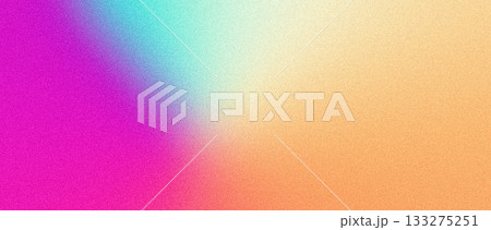 Vibrant abstract background blending turquoise, orange, pink gradients for summer event poster design with grainy texture and noise effect 133275251