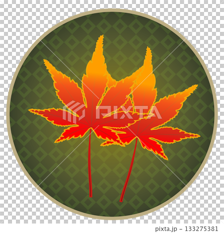 Illustration of autumn maple leaves with a circular background 133275381