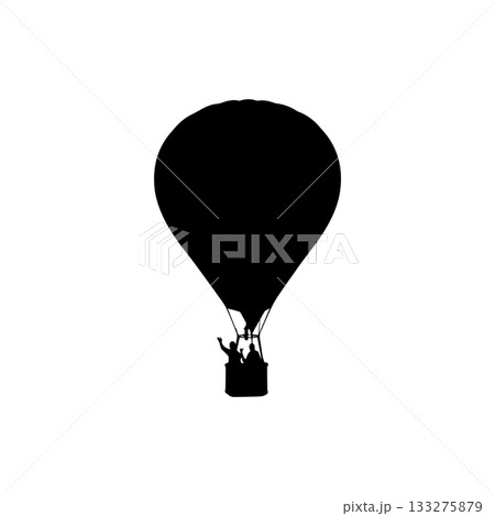 hot air balloon silhouette flying in sky isolated on white background 133275879