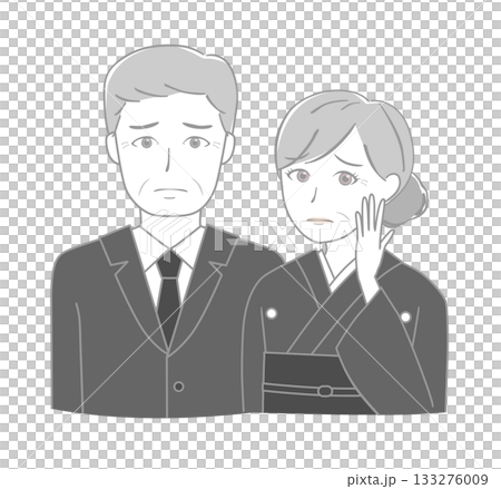Anxious senior couple in mourning clothes Anxious senior couple in mourning clothes 133276009