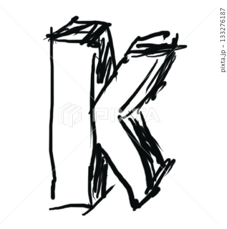 Hand drawn alphabet letter K for font, typography, text, message, initials, calligraphy, cartoon, fabric print, cute patch, brooch, pin, education book, stickers, tattoo, name design, hand writing Hand drawn alphabet letter K for font, typography, text, message, initials, calligraphy, cartoon, fabric print, cute patch, brooch, pin, education book, stickers, tattoo, name design, hand writing 133276187