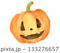 ハロウィンのカボチャのランタンのお化け　水彩　絵本風イラスト 133276657
