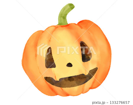 ハロウィンのカボチャのランタンのお化け　水彩　絵本風イラスト 133276657