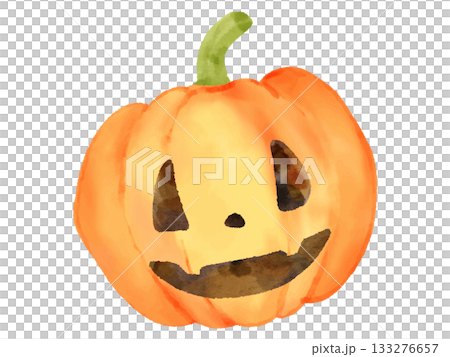 ハロウィンのカボチャのランタンのお化け　水彩　絵本風イラスト 133276657
