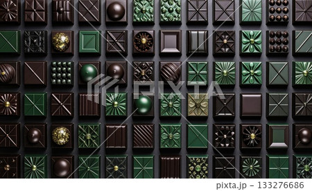 《AI画像》綺麗に並んだ高級チョコレート 《AI画像》綺麗に並んだ高級チョコレート 133276686