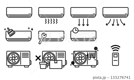 エアコンと室外機のアイコンセット / ベクター 133276741