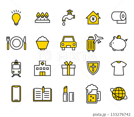 生活費の内訳のアイコンイラストセット / ベクター 133276742