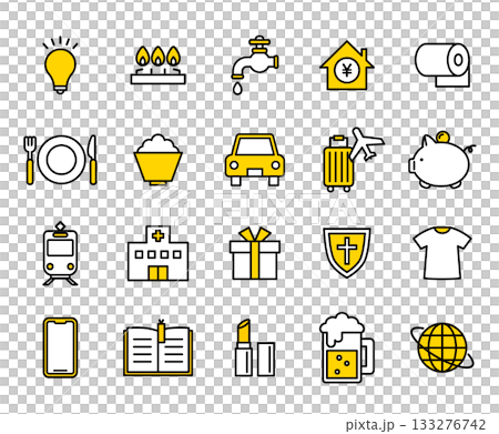 Living expenses breakdown icon illustration set / vector Living expenses breakdown icon illustration set / vector 133276742