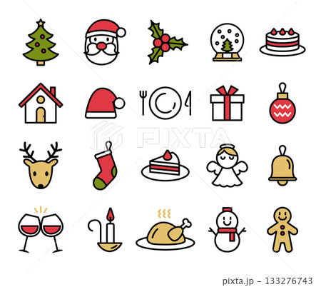 クリスマスのアイコンイラストセット / ベクター クリスマスのアイコンイラストセット / ベクター 133276743