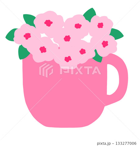 ピンクの花とグカップ ピンクの花とグカップ 133277006