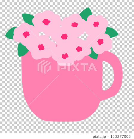 ピンクの花とグカップ ピンクの花とグカップ 133277006