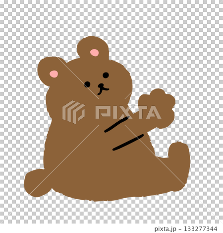 A cute hand-drawn bear silhouette illustration sitting, stretching both arms and lifting something. A cute hand-drawn bear silhouette illustration sitting, stretching both arms and lifting something. 133277344