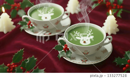 クリスマス　トナカイの飾りのブロッコリーのポタージュ 133277528