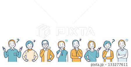 考えたり悩んだりする高齢者のイラストセット＿見出し 133277611