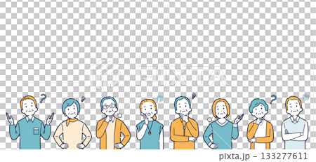 考えたり悩んだりする高齢者のイラストセット＿見出し 133277611