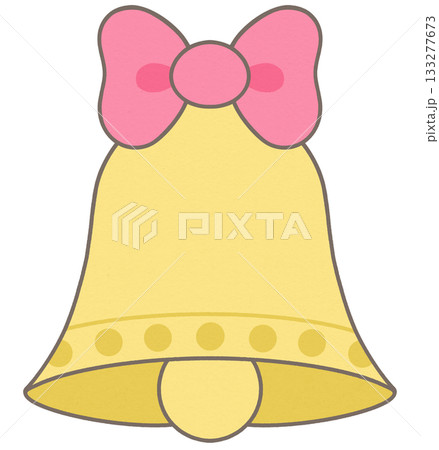 Festive christmas bell ornaments with pink bow 133277673