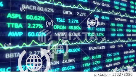 Displaying ticker tracking symbols and %...のイラスト素材 [133278080] - PIXTA