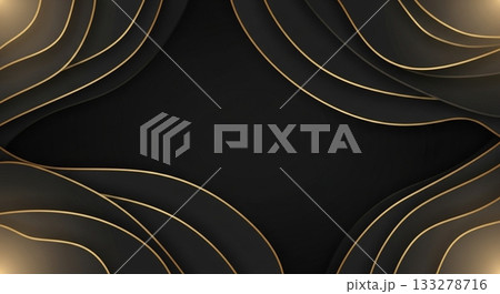 ブラック×ゴールドの高級抽象モダン背景 133278716