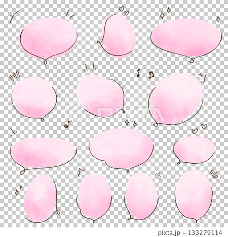 Cute watercolor speech bubbles, hand-drawn Cute watercolor speech bubbles, hand-drawn 133279114